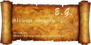 Birinyi Gergely névjegykártya